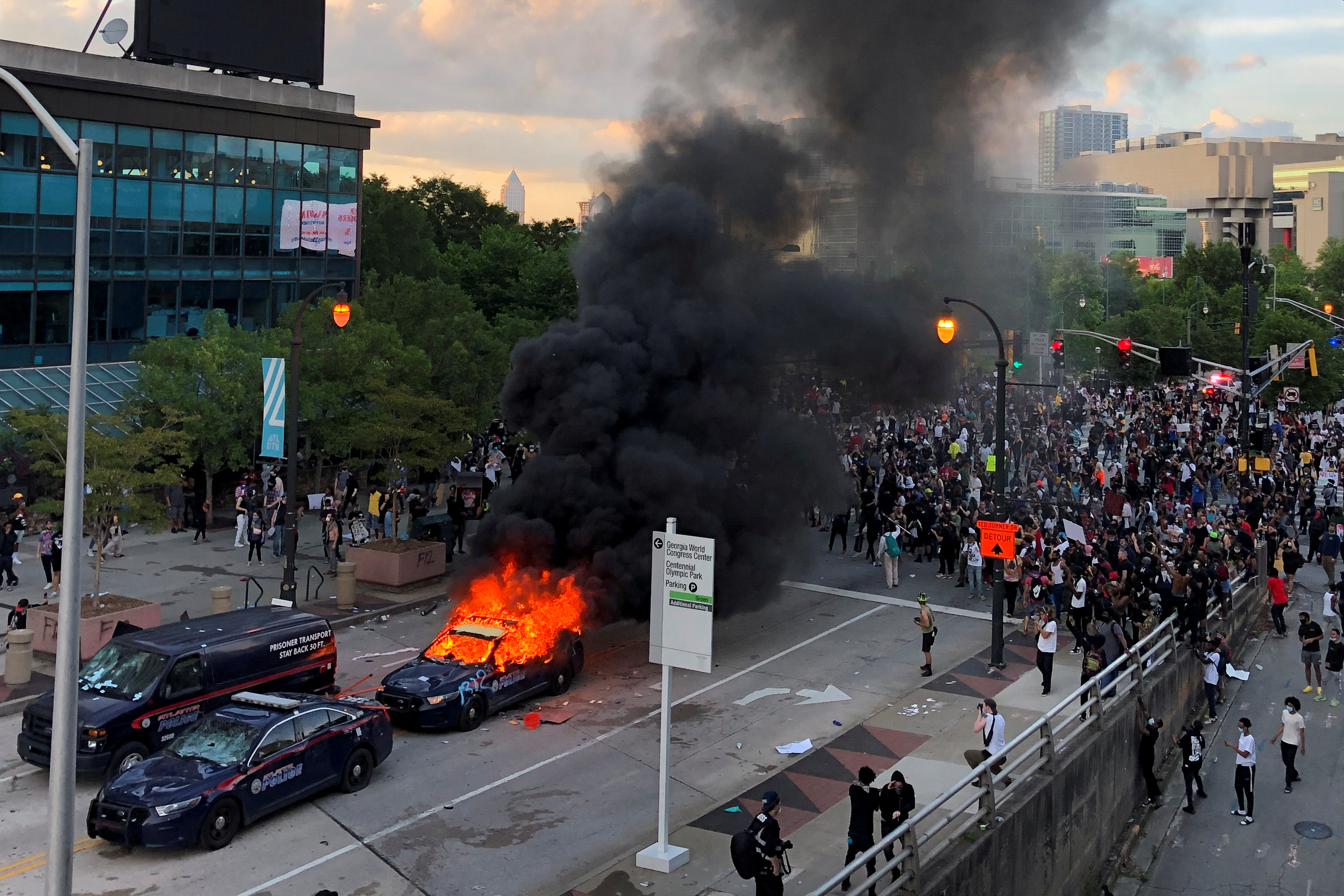 Police cars destroyed in BLM Protests